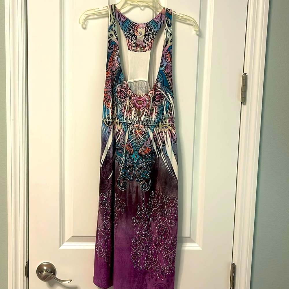 S - Twelve Ladies Embellished Racer Back Summer Dress Sz S